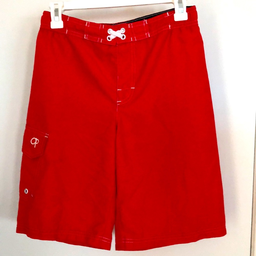 OP Boys swim trunks Size 10-12 (19” length) Red